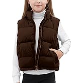 Noomelfish Girls Puffer Vest Kids Winter Warm Quilted Padded Outerwear Sleeveless Jacket Coat (5-12 Years)