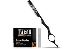 FACON Facón Hair Razors for Cutting Hair - Professional Hair Styling Razor Kit with 11 Replacement Blades, Stainless Steel Hair Cutting Tool for Salon & Home, Premium Hair Thinning Texturizing Faether Razor
