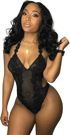 DWW-Lencería sexy Ropa interior negra sexy de la diversión Red v profunda de la red del cordón empalme de los mamelucos Ropa interior ( Color : Negro , Tamaño : XL ): Amazon.es: Hogar