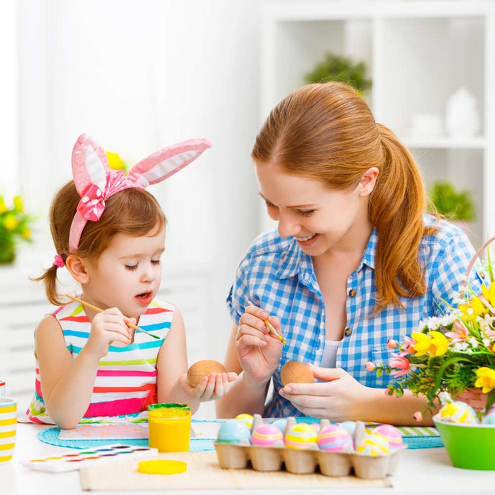 DomeStar Easter Wooden Egg, 6PCS 2.5inch Unpainted Wood Eggs