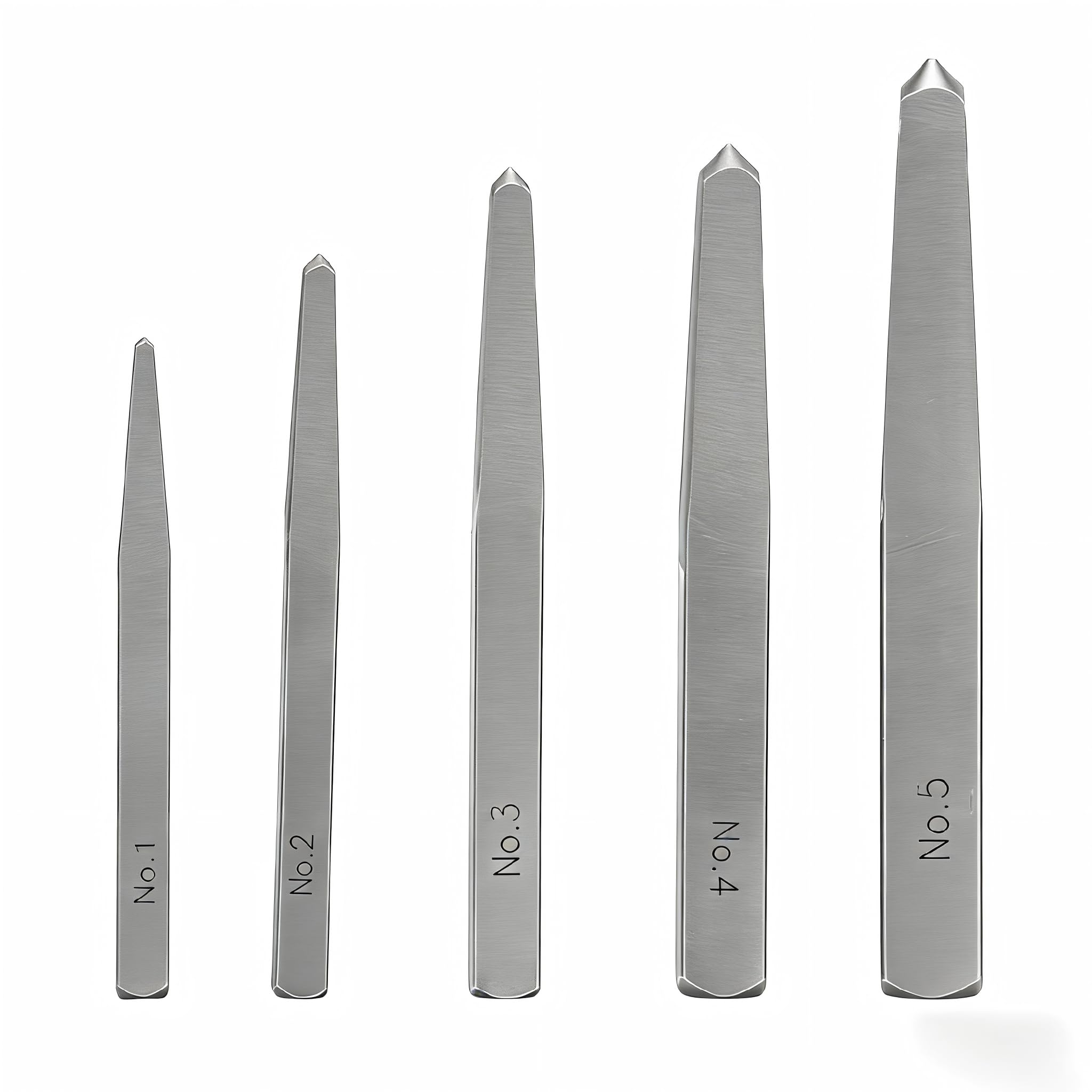 Ouitble Screw Extractor Set 5pcs Damaged Screw Remover Carbon Steel Damaged Bolt Easy Out Removal Tool Square Type for Broken or Damaged Screws