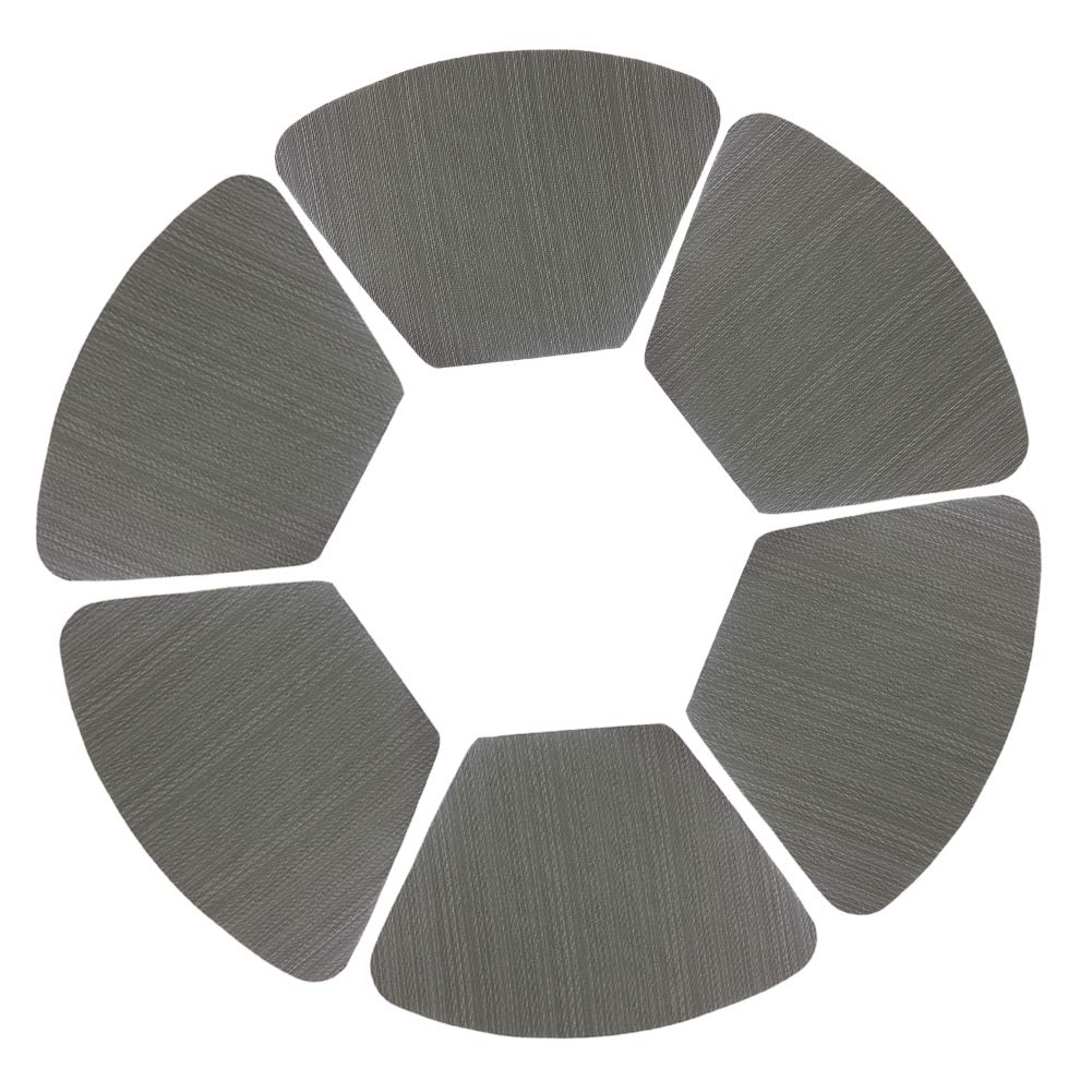 Drasawee Round Table Placemats Set of 6 Wedge Washable Table mats for Kitchen Table,Heat Resistant Round Table (Dark Grey, Set of 6)