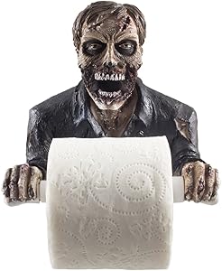 The Undead Graveyard Zombie Decorative Toilet Paper Holder in Scary Halloween Decorations As Bathroom Wall Decor Art & Plaques or Spooky Home Bath Decorating Accessories for Whimsical Novelty Gifts