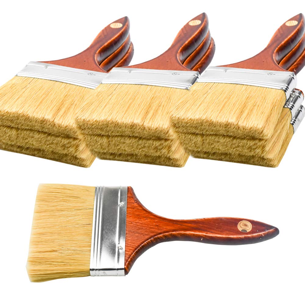 10PCS Paint and Chip Stain Brushes 4inches Disposable Brushes Painting Brushes Decorating Bristle Paint Brushes with Wooden Handle for Wall,House,Sash,Trim Paint Brush