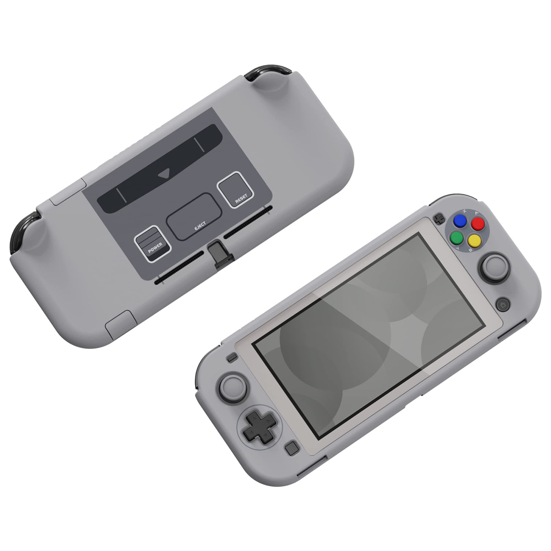 eXtremeRate PlayVital SFC SNES Classic EU Style Protective Grip Case for Nintendo Switch Lite, Hard Cover for Nintendo Switch Lite - Screen Protector & Thumb Grips & Buttons Caps Stickers Included