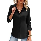 HOTOUCH Women's Button Down Shirts Long Sleeve Dress Shirt Slim Fitted Work Tops Collared Dressy Casual Business Blouses