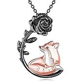 AINFQY Fox Necklace 925 Sterling Silver Fox Pendant Necklace for Women Fox Jewelry Gifts