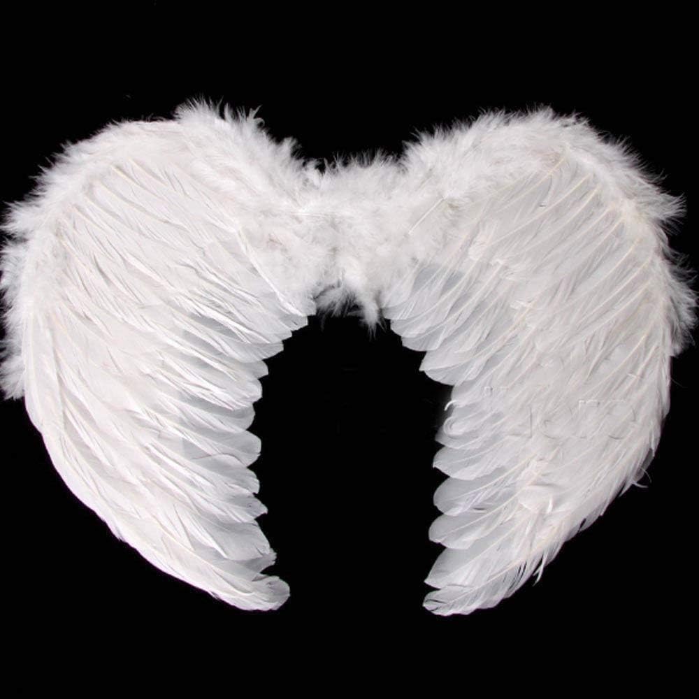 Lizzy Black Feather Wings + Halo Headband, White - Image 4