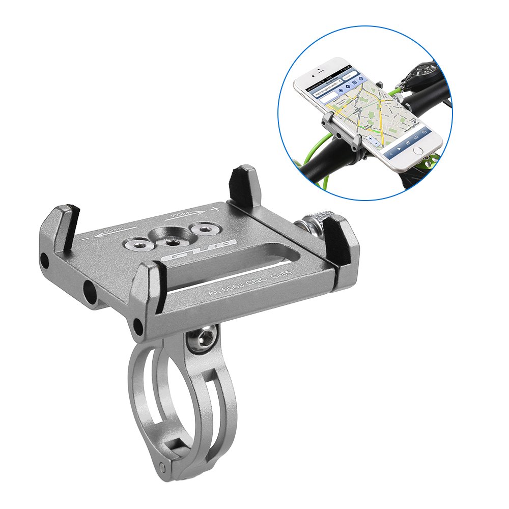 Lixada Bicycle Phone Holder + Safety Strips, Adjustable, Universal, Mobile Phone Holder for Bicycle Handlebars, Mountain Bike GPS Cradle Clamp (Silver)
