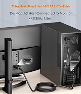 Mepsies DisplayPort to HDMI Cable 6ft 4K DP 1.2 to HDMI 1.4 Uni-Directional view 4