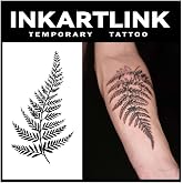 INKARTLINK Temporary Tattoo, 2 Sheets Fern Frond Leaf Stickers For Women | Minimal Botanical Semi Permanent Tattoos, Water Resistant, For Party Daily Wear, Lasts 7-14 Days
