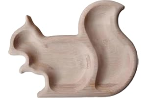 JISADER Squirrel Serving Dish Nut Bowl Pistachio Shells Holder Pistachio Bowls Wood Serving Tray for Walnuts Snack Edamame Pe