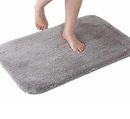 Grau Luozy Badematte Waschbar Badvorleger rutschfest Badteppich