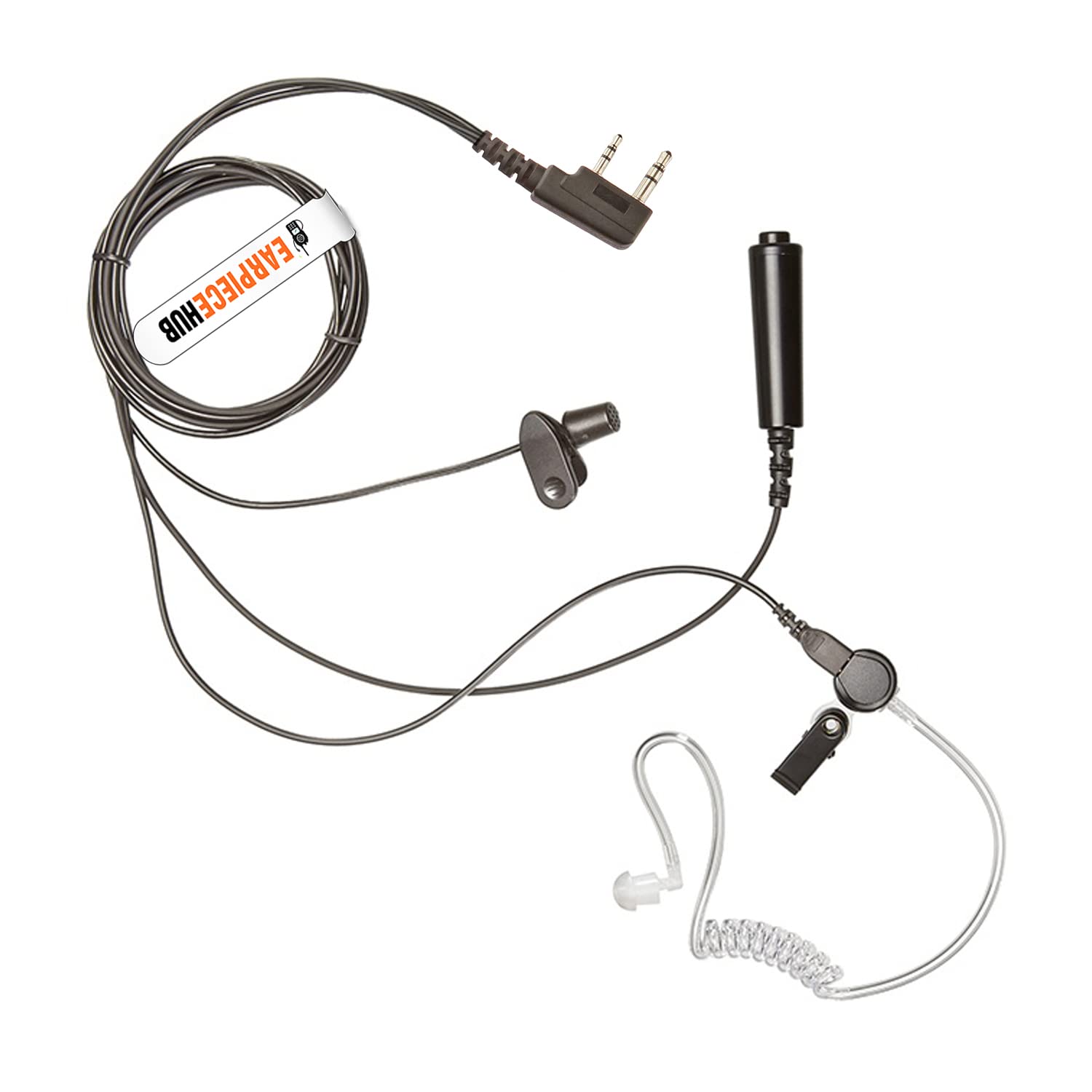 3 Wire Covert Acoustic Tube Earpiece compatible with Kenwood 2 pin PTT Microphone Two way Radio
