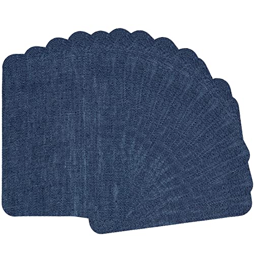 GYGYL 12 Pieces Premium Quality Denim Iron-on Jean Patches, Inside & Outside Strongest Glue 100% Cotton of Deep Blue Repair Decorating Kit, Size 3