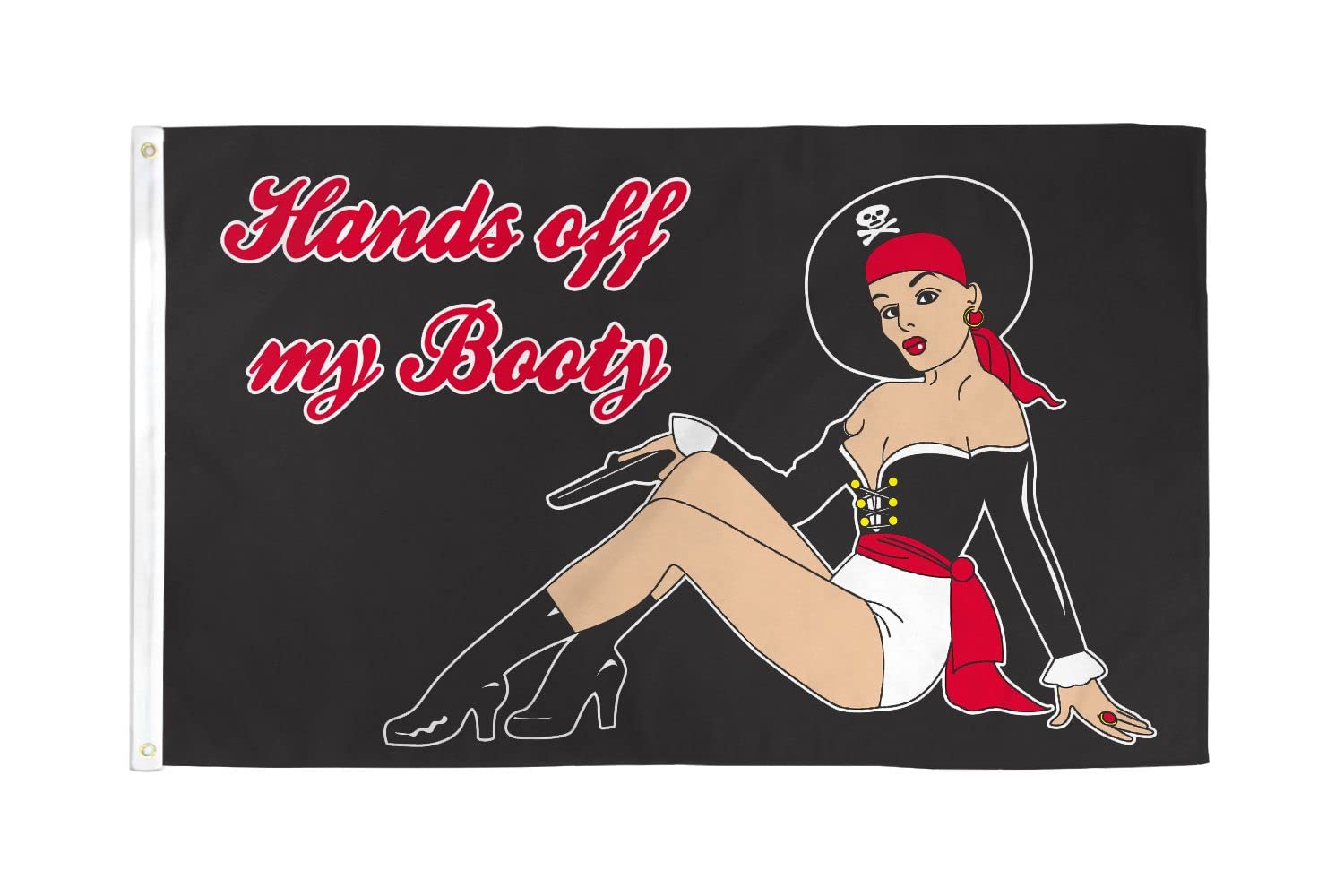 AZ FLAG - Pirate Hands Off My Booty Flag - 3x5 Ft - 100D Polyester Skull Pirates Banner with Two Metal Grommets - Fade Resistant - Vivid Colors - 3' x 5' Feet - 150x90 Cm