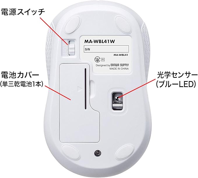 Amazon Co Jp サンワサプライ ワイヤレスマウス 無線 Usb A接続 2 4ghz 中型 3ボタン ブルーled 左右対称形 ホワイト Ma Wbl41w 家電 カメラ