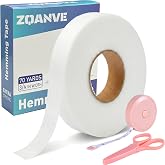 Hem Tape 3/4 INCH x 70 Yards No Sew Iron-On Hemming Fabric Tape(White) | with Scissors&amp;Tape Measure, Extra Strong Adhesive, Washable, Clothes Dress Curtains DIY Kit Gift Stocking Stuffers for Women