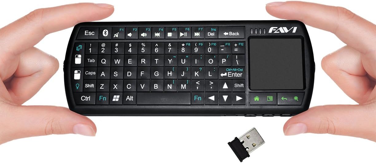 FAVI Mini Bluetooth Keyboard with Laser Pointer and Backlit Keys (FE02BT-US22)
