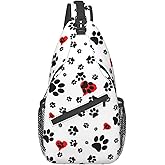 Dog Paws Print Sling Bag Crossbody Backpack For Women Men Hiking Travel Shoulder Pouch Small Daypack Casual One Strap Pack Lightweight Cross Chest Bag