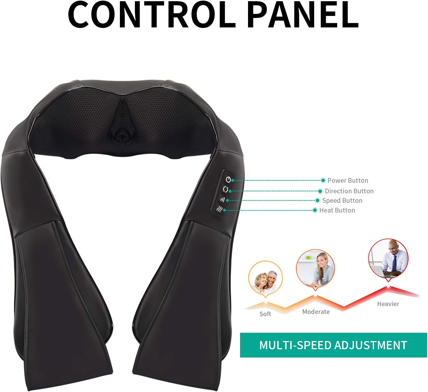 Electric Neck & Back Shiatsu Massager with Heat Deep 4D Kneading Massage, Relieve Muscle Tightness for Neck, Back, Waist, Thigh, Feet, Calf, Arm, Shoulder and Use at Bedroom, Office, Cars: Health & Personal Care