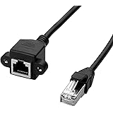 Ethernet Extension Cable, ANRANK EC45030AK RJ45 Male to Female Ethernet LAN Network Extension Cable Black - 1FT/0.3M