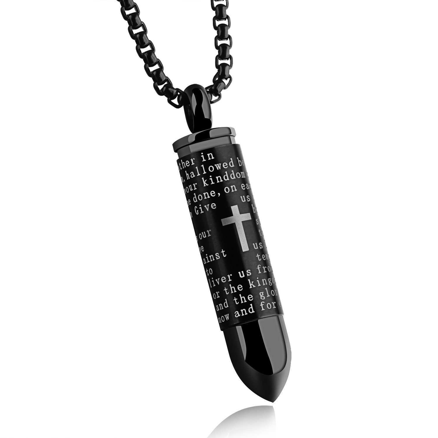LIANTSH Lord's Prayer Cross Bullet Pendant Stainless