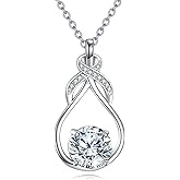 LWQQWL Moissanite Infinity Teardrop Necklace Sterling Silver 1.5 Carat Teardrop Pendant Infinity Love Jewelry Gifts for Women Men