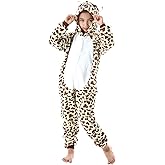 SimZoo Kids Animal Pajamas, Boy Girls Leopard Cosplay Costume Sleepwear, One-Piece Unisex Homewear 3-11Y