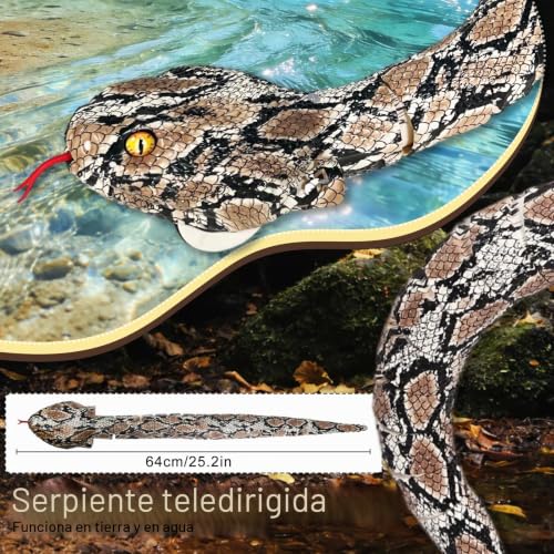 HILKKET Remote Control Snake Python 64 cm Electric Snake for Land and Water 5 km/h, Waterproof Pool Toy, Water Toy for Children