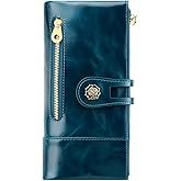shuainiu Women's RFID Blocking Wallet Soft Leather Clutch Money Ladies Purse Slim Card Holder Organizer Zip Pocket (3013-Blue)