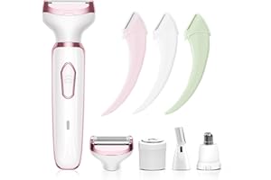 FABMAY BEAUTY Electric Razors for Women, 4 in 1 Electric Women Shaver, Face Shavers Eyebrow Legs Armpit Bikini Area Pubic Underarms, Painless Facial Hair Removal Ladies Body Razors Set