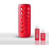 Glass Baby Feeding Bottle Cover,Rtdep Bottle Sleeve Silicone Cover Protect Insulating (8.45 oz, Red)