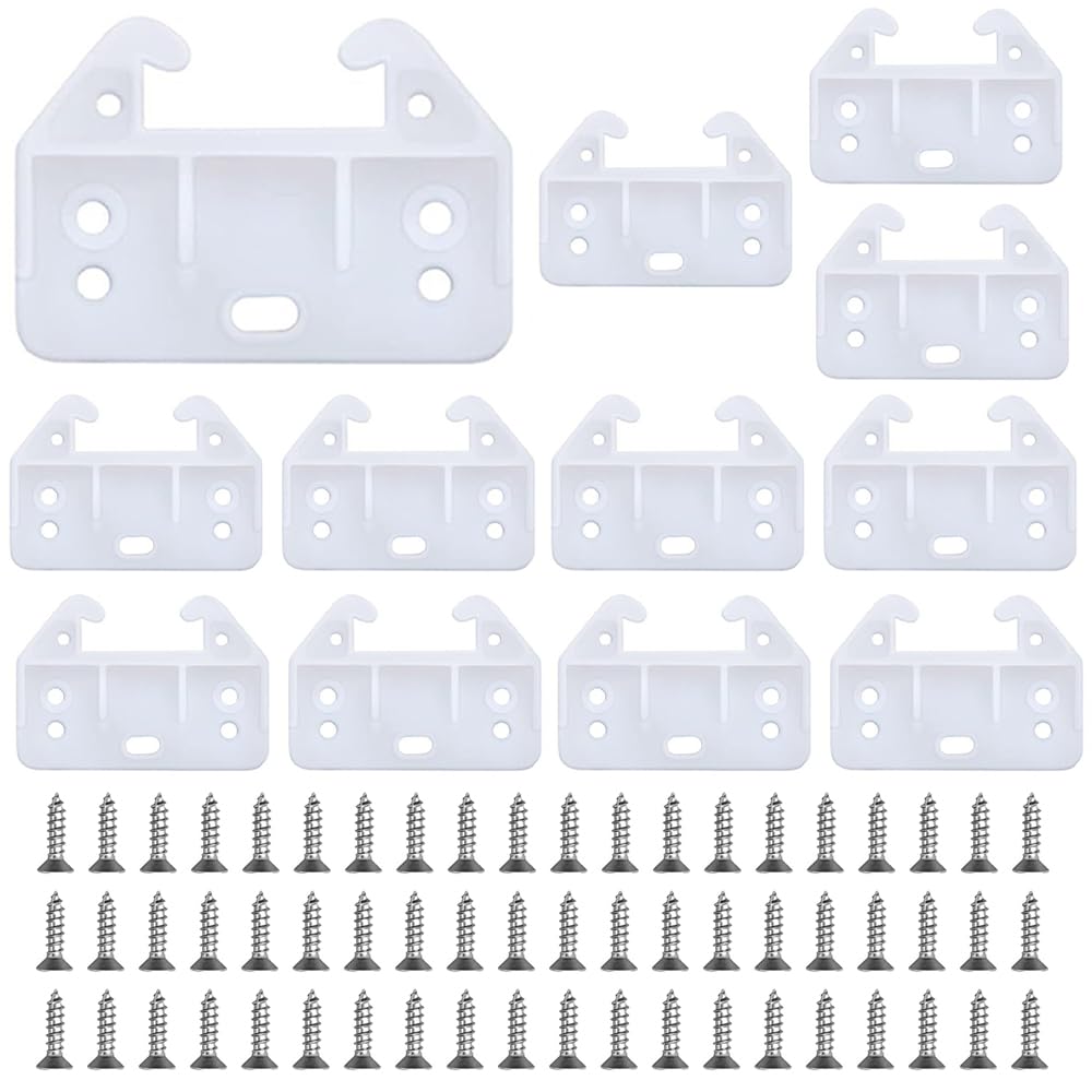 Photo 1 of 12Pcs Plastic Drawer Guides, Drawer Track Guides Replacement Parts Drawer Rail with Screws, Drawer Track Rail Guide Brackets for Hutches, Furniture, Dressers, Wardrob, White