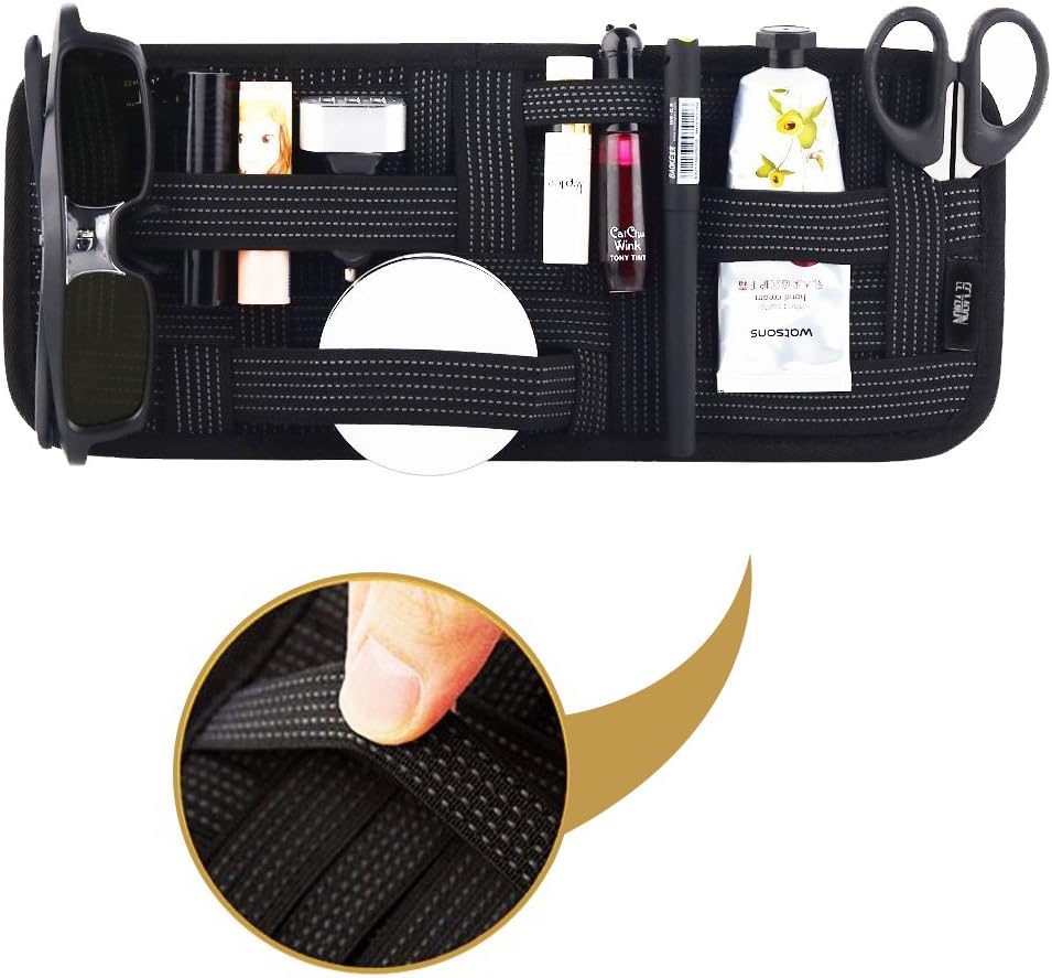 Car Visor Organizer Ecooltek Tactical Elastic Sun Visor Storage Board Auto Extra Car Holder Car Vehicle Pocket For CD Card Sunglass Holder