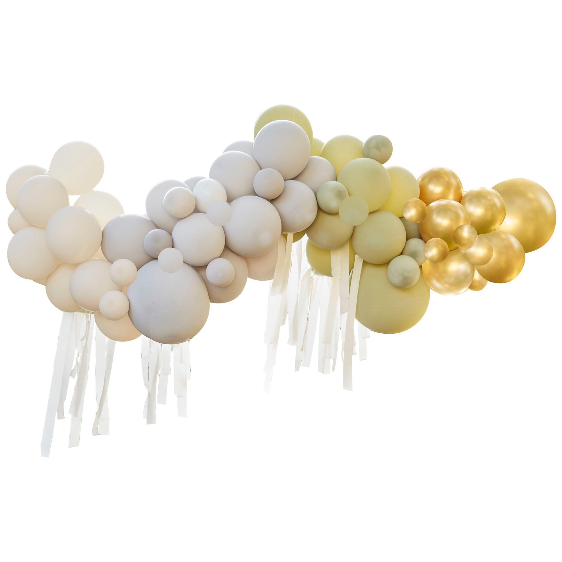 Ginger Ray Safari Jungle Sage Green, Cream, Grey & Gold Balloon Arch With Streamer Kit - 75 Latex Balloons