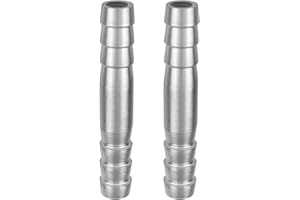 CARVEDEXQUISITELY Stainless Steel 3/8" to 3/8 Hose Barb Fittings Splicer Mender Round Union Coupler Adapter Splicer Mender Union Air Water Fuel (Pack of 2)