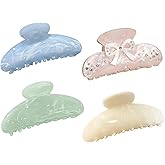 4 Pcs Bow Claw Clips,Emi Jay Claw Clips for Thick Hair,Pink Claw Clip,Marble Hair Clips,Inspired Hair Clips for Ponytail Updo