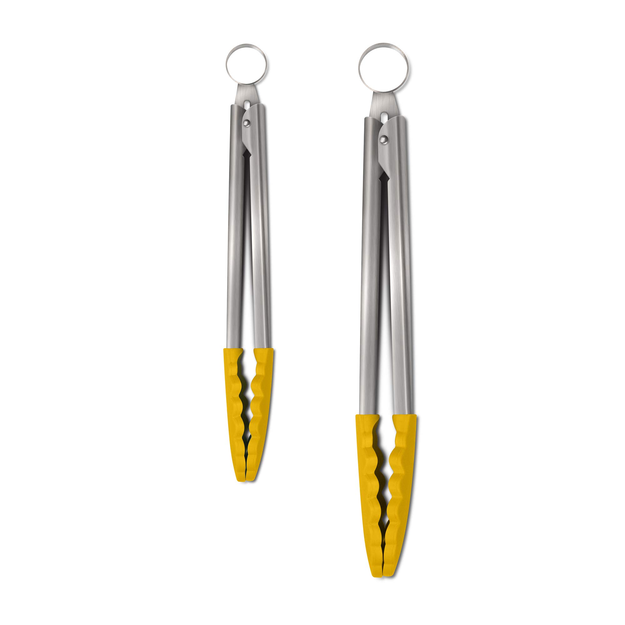 Zeal JSET2M Non-Stick Silicone Large & Small Cook’s Tongs Set-Mustard