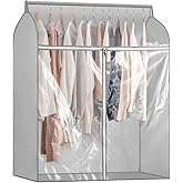 TEMUORG Garment Bags for Hanging Clothes Storage Closet Garment Rack Cover Dust Proof Coat Protector for Suits Jackets with Large Clear Window (Grey)