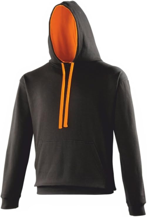AWD Black Hoodie with Contrasting Orange Hood Lining and Drawstings