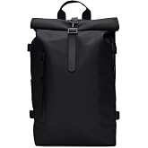 RAINS Rolltop Rucksack Large Waterproof Laptop Backpack for Men, Commuter | Waterproof rolltop backpack with a 16 in laptop pocket and carabiner closure - a commuter bag for cycling, work, and travel