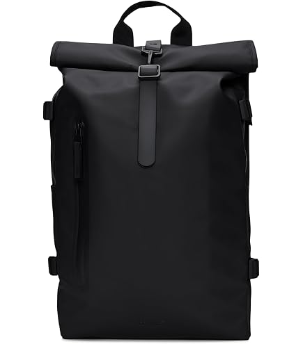RAINS Backpack Black Waterproof Laptop Bag for Men and Women, Work Bag