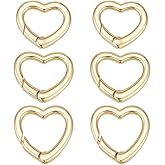 PH PandaHall 6pcs 3 Sizes 18K Gold Plated Heart Spring Gate Rings, 15mm Brass Jewelry Connector Ring Golden Necklace Clasps and Closures Enhancer Connector Snap Clasp Ring for DIY Jewelry Craft Making