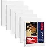 Stretched Canvas for Oil/Acrylic Painting 12x12 Inch (6 Pack) - 100% Cotton Triple Primed White Artist Canvas Boards, Blank for Acrylic, Oil, Watercolor - Professional Art Supplies