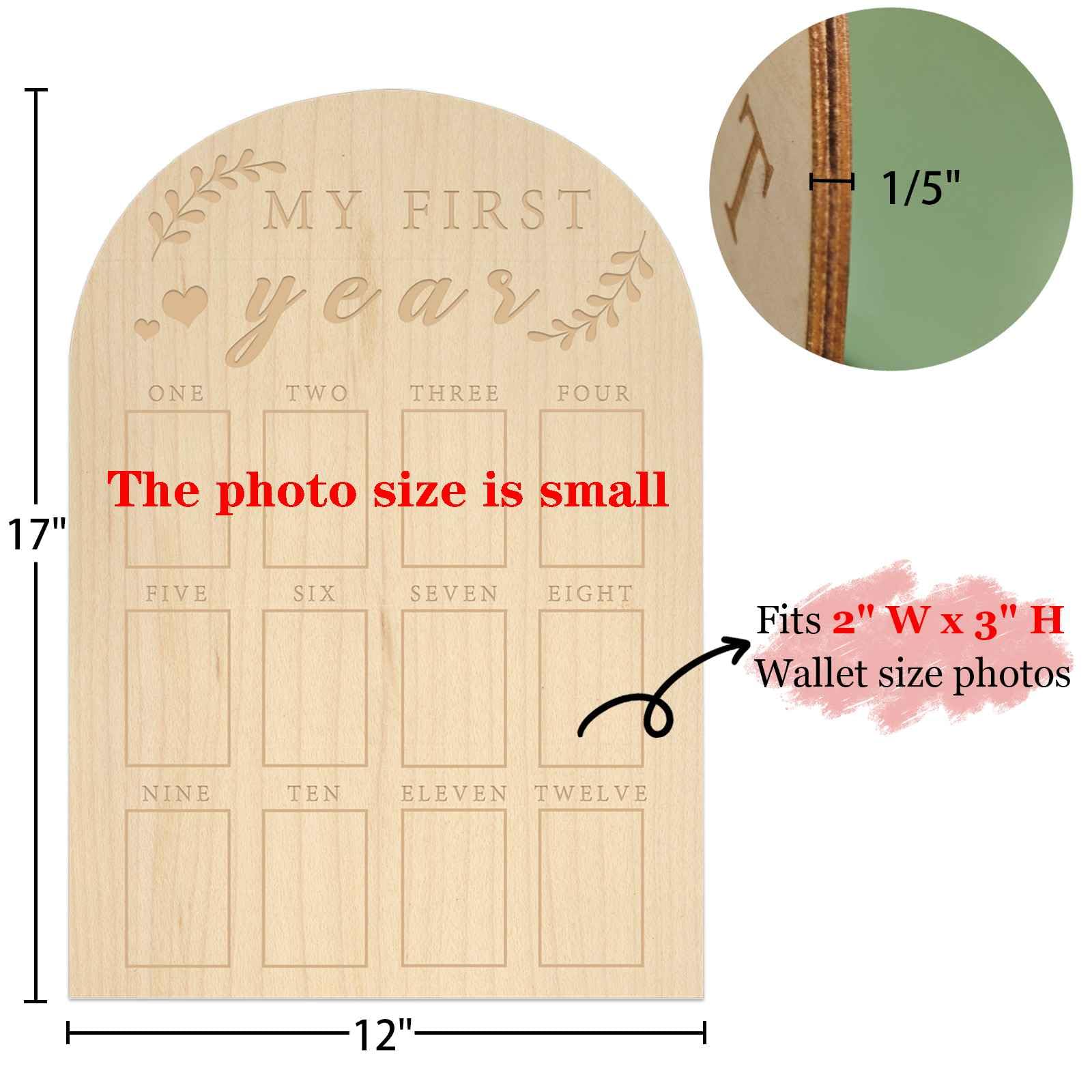 hongpar My First Year Photo Display Wood Board Baby's First Year Photo Frame Milestone Board 12 Months Baby Picture Frame 1st Birthday Nursery Decorations for Boy Girl Baby Keepsake Gift for Mom