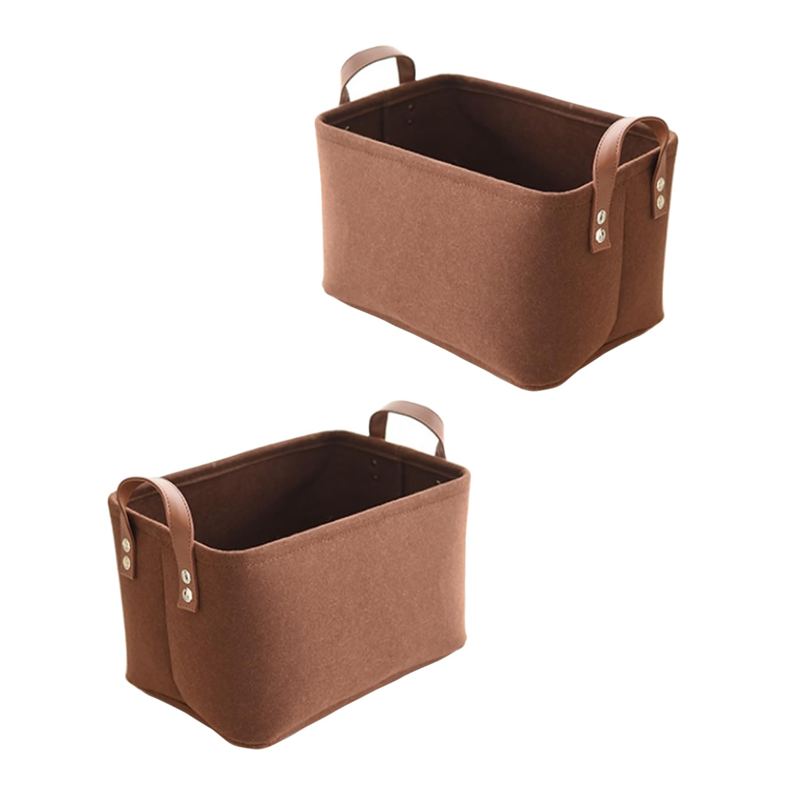 Kaizuca 2 Piece Felt Fabric Baskets, Toy Organiser Cube, Felt Storage Box, Foldable, with Two Handles, for Clothes, Towel, Toiletry, Baby Products, Books (brown)