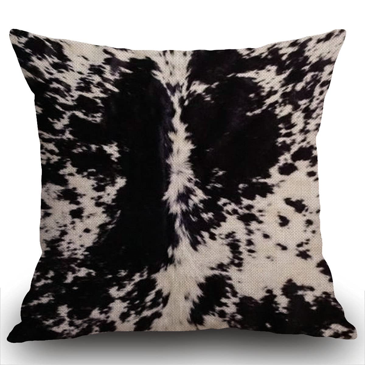 Smooffly Double Sided Cowhide Print Cushion Cover, Black & White Cow Spots Pattern Printed Throw Pillow Cover Pillow Case 18 X 18 Inches for Home Living Room Sofa Garden Couch Car 45X45CM