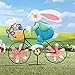 Collections Etc Metal Bunny on Bicycle Spinner Stake