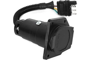 Heavy Duty Trailer Adapter Plug with Bracket - 4 Pin to 7 Pin Connector for RV and Trucks - Waterproof Trailer Accessory